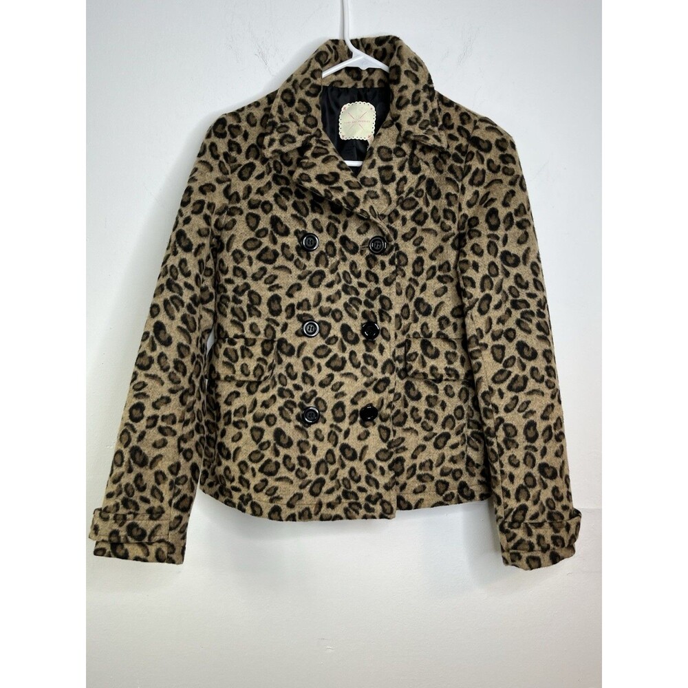 NWT Anthropologie Pins And Needles Leopard Faux Fur Cheetah Mob Wife Coat XS Pea
